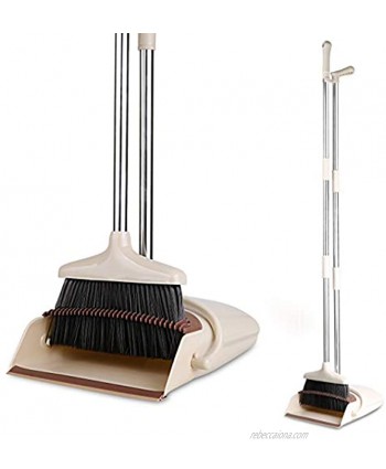 Broom and Dustpan Dustpan with Broom Combo with 52" Long Handle Broom Dustpan Dust Pan Set Premium Brush Wisp Cleaner Standing Upright Soft Cleaning Home Kitchen Room Lobby Floor