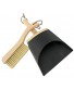 Creative Co-Op DF3015 Metal Dust Pan Handle Beech Wood Brush & Leather Straps Set of 2 Pieces Broom Black
