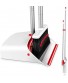 MASTERTOP Broom and Dustpan Set Upright Standing Dust Pan Broom Combo with Long Handle for Home Kitchen Room Office Lobby Floor Use Outdoor Indoor Brooms Red White