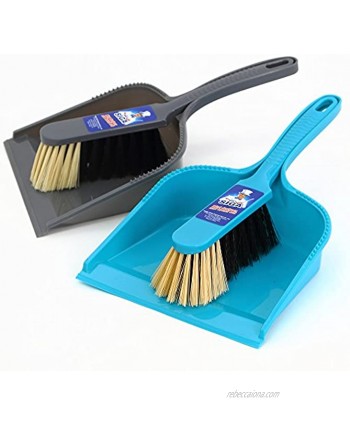MR. SIGA Dustpan and Brush Set Pack of 2 Set Blue & Grey