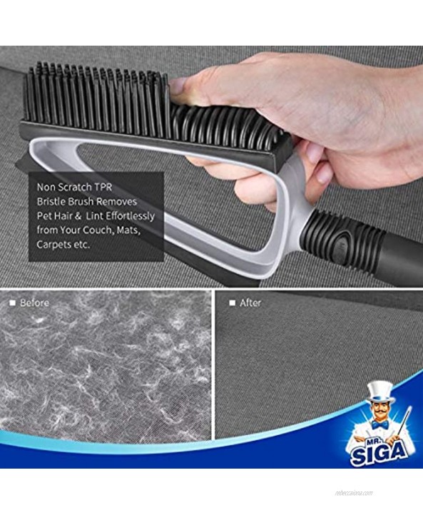 MR.SIGA TPR Bristles Brush & Squeegee with Dustpan Combo Dustpan and Brush Set Grey & Black 1 Set