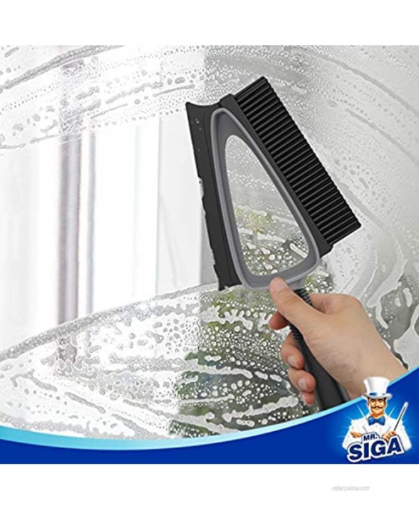 MR.SIGA TPR Bristles Brush & Squeegee with Dustpan Combo Dustpan and Brush Set Grey & Black 1 Set