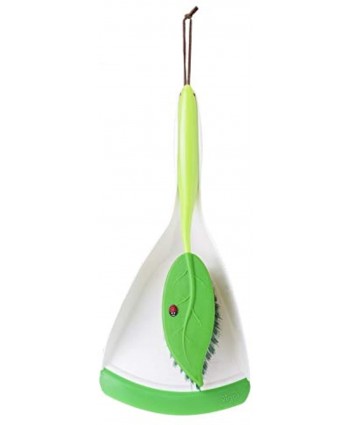 Vigar Flower Power Handy Set Small 2-Piece Dustpan and Brush Set 6-3 4-Inches by 4-3 4-Inches by 14-1 2-Inches White Green