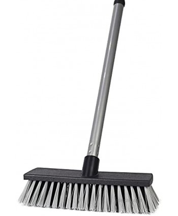 Deck Push Broom Floor Scrub Brush,10.2" Head with Extendable Multi-pc Handle,Heavy Duty Stiff Bristles