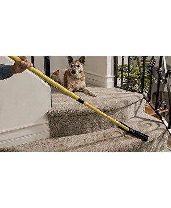 FURemover Broom Pet Hair Removal Tool with Squeegee & Telescoping Handle That Extends from 3-5' Black & Yellow