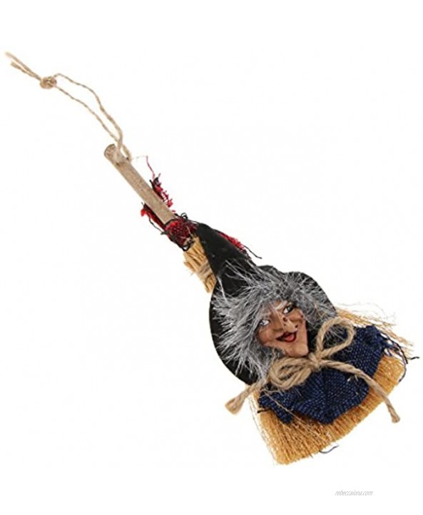2pcs Halloween Broom Mini Broom Hanging Witches Broomstick Prop Kids Witch Broom with Rope Straw Broom Halloween Party Wizard Accessory