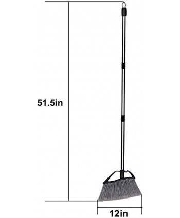 Jiaxin Angle Broom with 43" Adjustable Long Handle Easy Assembly Indoor Broom for Home Office Sweeping 1 Pack Black