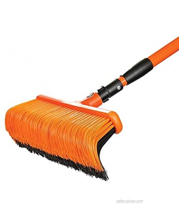Tiger Jaw TJB Sweeper Raker Tool is a Multipurpose Adjustable Handle All-in-One Broom and Rake Designed with Curved bristles to Push Like a Push Broom or Pull Like a rake