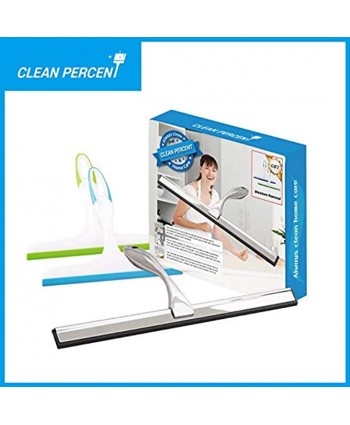 Clean Percent All-Purpose Shower Squeegee Set for Shower Doors Bathroom Window and Car Glass 10 Inches