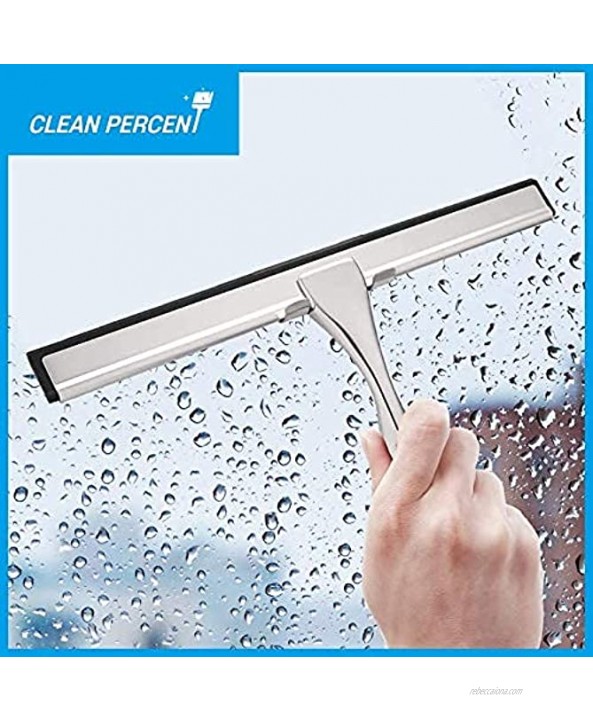 Clean Percent All-Purpose Shower Squeegee Set for Shower Doors Bathroom Window and Car Glass 10 Inches