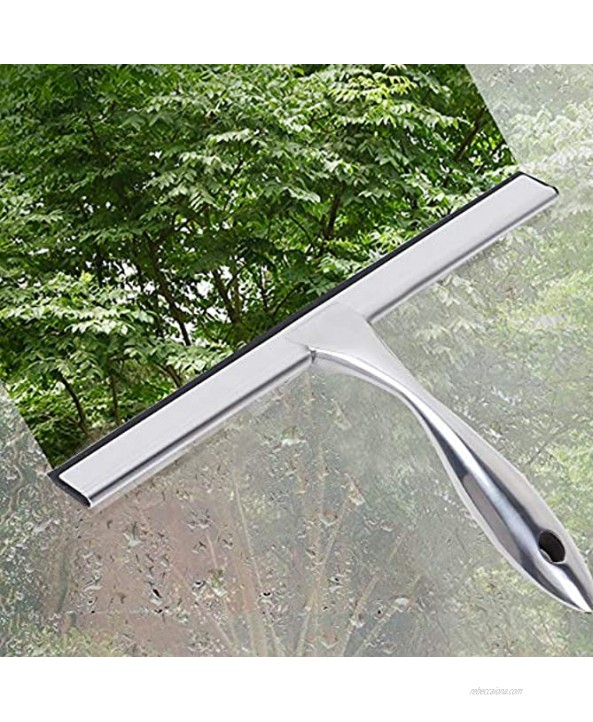 Leaburry Shower Squeegee for Shower Doors Stainless Steel Window Squeegee All-Purpose Squeegee Shower Cleaner Wiper Scraper for Bathroom Shower Window Car Glass with Adhesive Hook 10 Inches