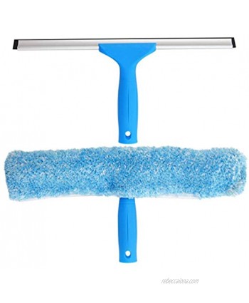 MR.SIGA Professional Window Cleaning Combo Squeegee & Microfiber Window Scrubber 14"