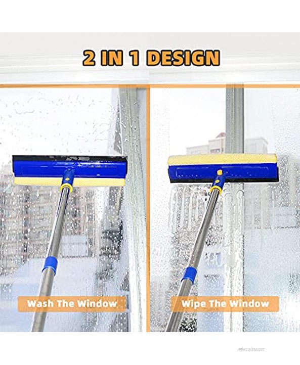 Rotatable Window Squeegee BITOPE Window Squeegee Cleaning Tool 58 Car Window Squeegee with Extension Pole 2-in-1 Squeegee and Sponge for Cleaning Car Windshield High Window