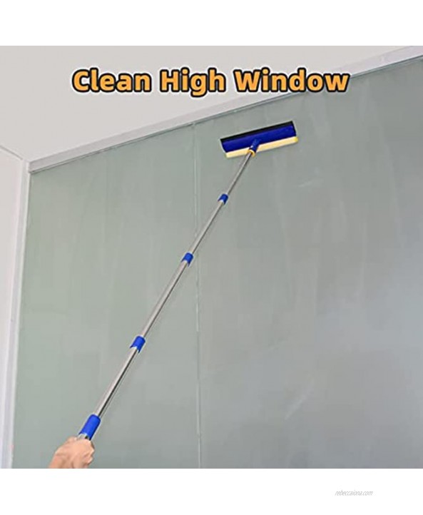 Rotatable Window Squeegee BITOPE Window Squeegee Cleaning Tool 58 Car Window Squeegee with Extension Pole 2-in-1 Squeegee and Sponge for Cleaning Car Windshield High Window