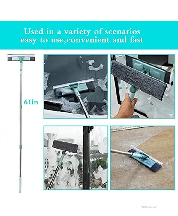 Squeegee for Window Cleaning.Window Squeegee with 2 in 1 Removable Extension Pole,Multi-Use Window Cleaning Kit with 61 Long Handle for Glass,Floor,Shower,Outdoor High Window Cleaning.