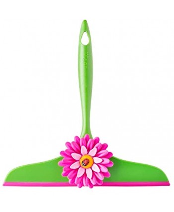 Vigar Flower Power Squeegee Pink and Green 9 inches Space-Saving Hanging Hole for Quick-Drying