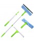 Window Squeegee Cleaner Scrubber 3 in 1 Professional Detachable Cleaning Kit Microfiber Brush and Rubber Scraper with Extension Pole for Glass Auto Mirrors