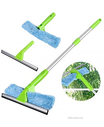 Window Squeegee Cleaner with Microfiber Scrubber 3 in 1 Professional Detachable Washing Tools Telescopic Cleaning Kit with Extension Pole for Window Car Cleaning