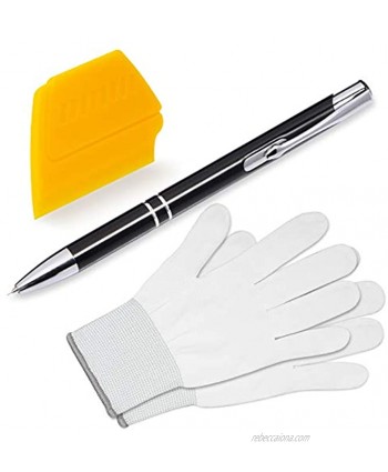 FOSHIO Automotive Vinyl Installing Tool Kit Include Pin Pen Air Release Weeding Tool Yellow Mini Squeegee & Gloves for Car Window Tint Film Craft Vinyl Weeding Job