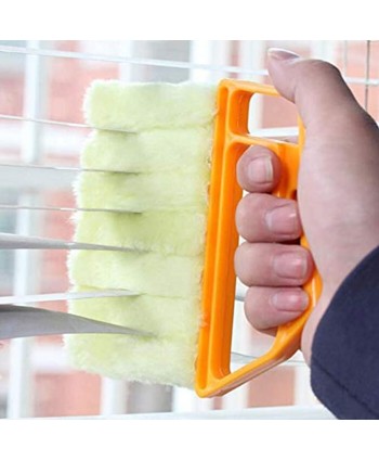 2 Pack 7 Finger Dusting Cleaner Tool Mini Hand-held Blind Duster Brush Window Blinds Duster Air Conditioner Dirt Duster Cleaner Orange