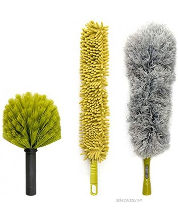 DocaPole Dusting Attachments 3 Piece Kit Cobweb Microfiber Feather and Ceiling Fan Duster