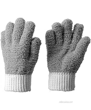 GRATOSO Microfiber Dusting Gloves for House Cleaning Dusting Mitts Reusable for Window-Blinds Lamps Mirrors Book Plants Automotive Interior -1 Pair Grey