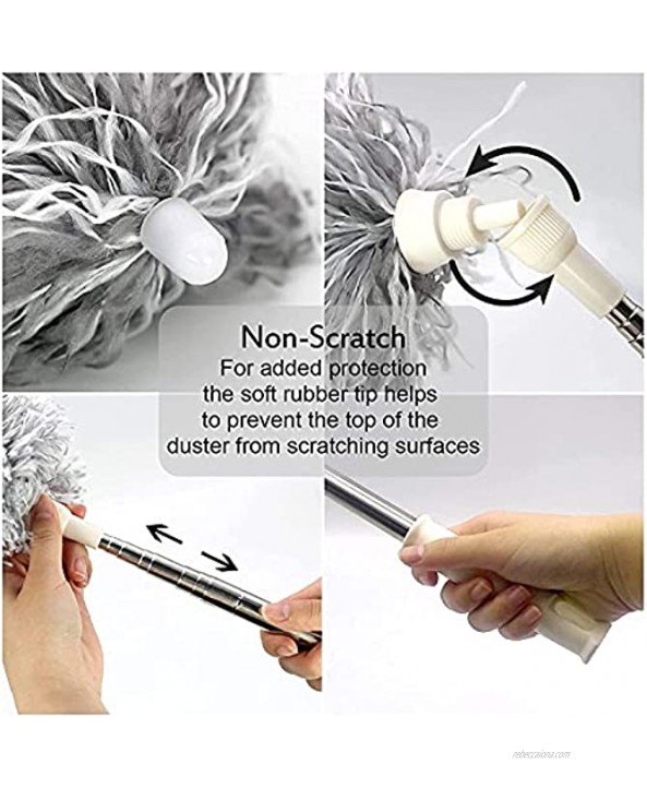 Microfiber Duster for Cleaning Newliton Feather Duster with Extension Pole 30’’-100’’Stainless Steel Extendable Long Dusters for Cleaning Ceiling Fan High Ceiling Blinds Cobweb Furniture & Cars.