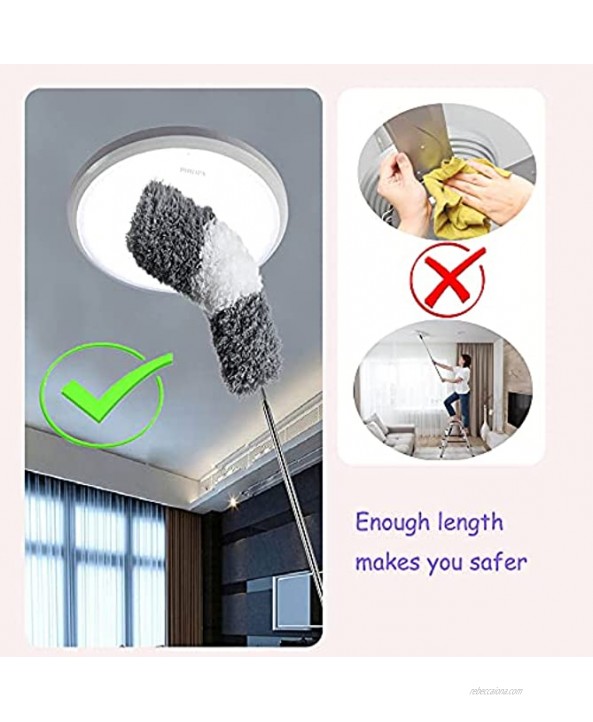 Microfiber Duster Retractable and Flexible Dust Collector with Extension Rod 31-99 inches Used for Ceilings Beams Ceiling Fans Blinds Furniture Cars.