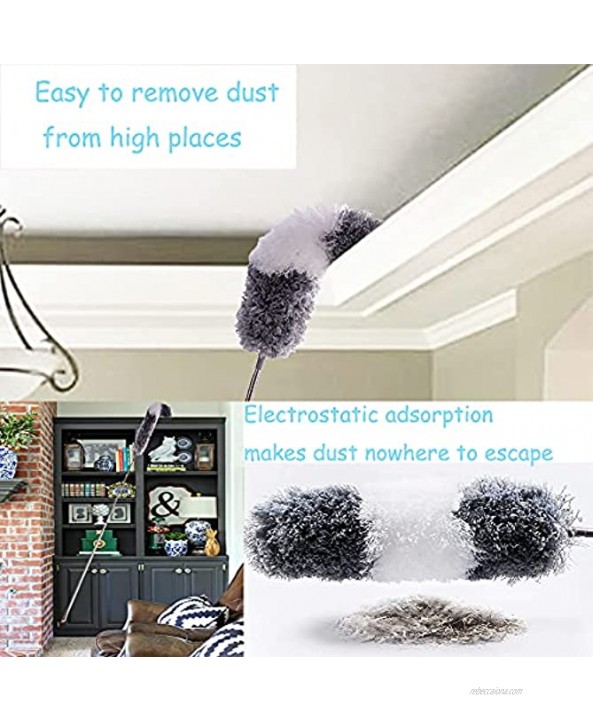 Microfiber Duster Retractable and Flexible Dust Collector with Extension Rod 31-99 inches Used for Ceilings Beams Ceiling Fans Blinds Furniture Cars.