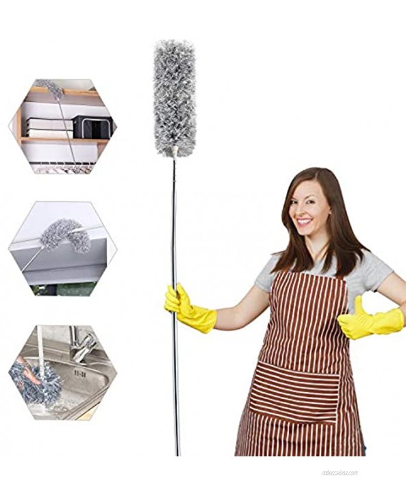 Microfiber Duster with Extension Pole 30 to 100'' with Bendable Head Long Duster for Cleaning High Ceiling,Fan Keyboard Furniture Cars Women