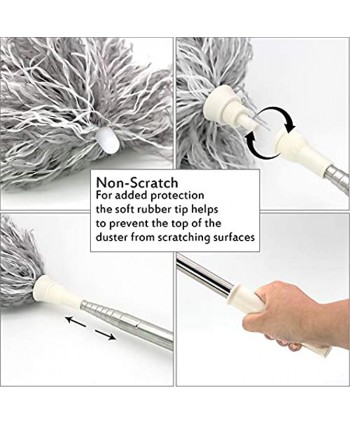 Microfiber Feather Duster Duster Cleaning with 30-100 Inch Telescoping Extension Pole Reusable Bendable Washable Lightweight Dusters for Cleaning Cobwebs Ceilings Fans Furniture & Cars Gray.