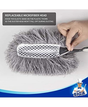 MR.SIGA Microfiber Duster Refills Washable Duster Head for Household Cleaning 2 Pack