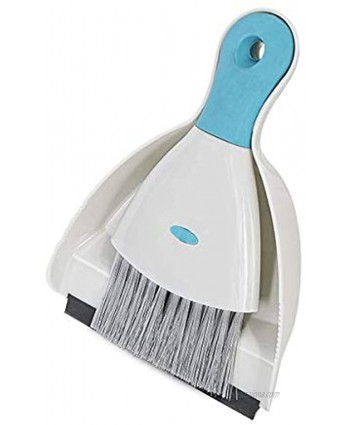 Smart Design Dustpan and Brush Set Nesting Design Compact Storage Comfortable Non-Slip Handle Odor Resistant Cleaning Floors Counters Tables Bathroom & Pet Hair [Gray & Teal]