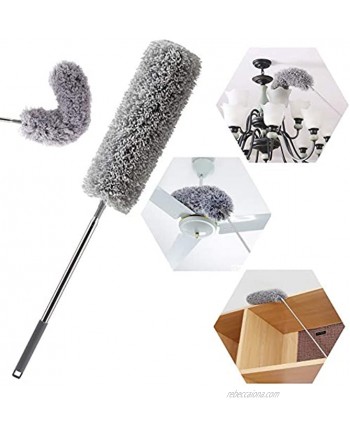 Upgraded Microfiber Duster for Cleaning with Extension PoleStainless Steel31.5-100 Inch with Bendable Head. Cleaner with Long Extendable Handle for Cleaning High Cobweb,Ceiling Fan,Blinds,Furniture