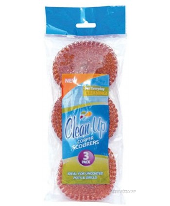 Clean Up Copper Scourers in Poly Bag 3-Pack