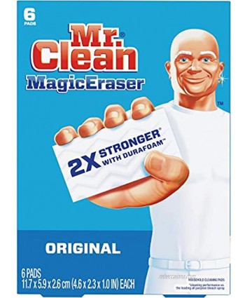 Mr. Clean Magic Eraser Original Cleaning Pads with Durafoam White 1" x 4.60" x 2.30" 6 Count