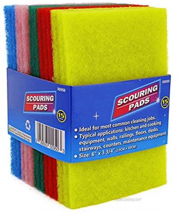 Multipurpose Scouring Pads Heavy Duty Household Non Scratch Scouring Scrubs Cleaning Scrubber for Kitchen Sink Dish 15 pcs by RamPro