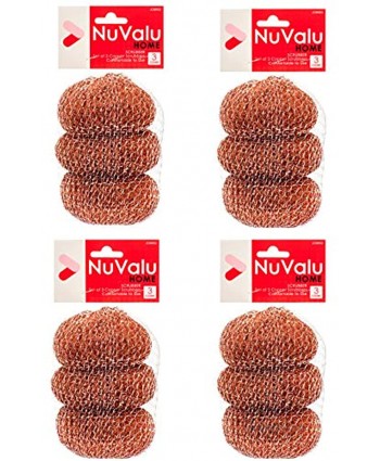 NuValu Round Copper Mesh Scouring Pads 12 x 34g Pads