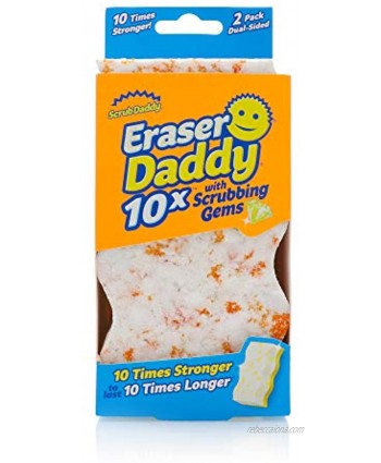 Scrub Daddy Eraser Daddy 10x with Scrubbing Gems Dual-Sided Scrubber and Eraser- Lasts 10x Longer Than Ordinary Melamine Erasers Water Activated Dual Sided Ergonomic Color Code Cleaning- 2ct