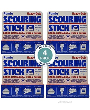 U.S. Pumice 1001 Pumie Scouring Stick Heavy Duty HDW Remove Stains Hard Water Rings Rust and Paint Carbon Buildups 4 Pack