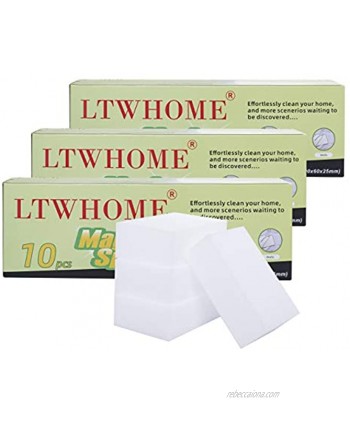 LTWHOME Magic Cleaning Sponge Medium Size Multi-Functional Melamine Foam for Kitchen Bathroom WallPack of 30