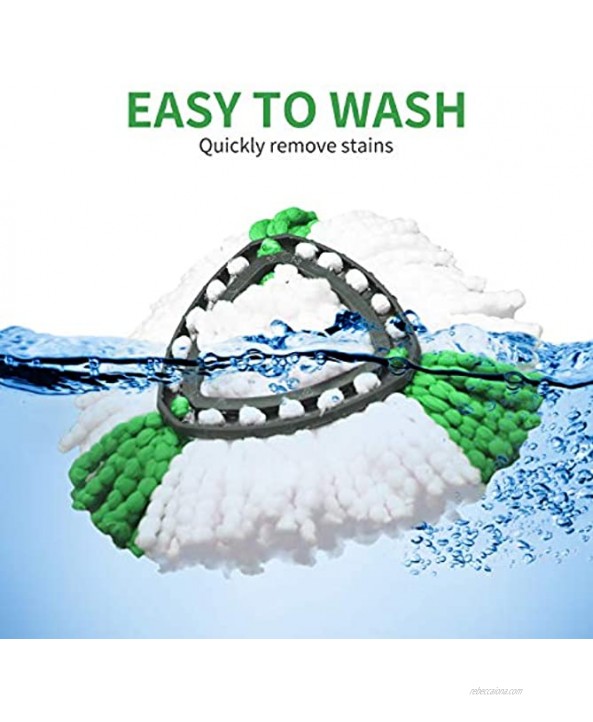 2 Pack Mop Head Replacement Microfiber Spin Mop Refill 360° Easy Cleaning Mop Replacement Heads Mop Refills Green & White
