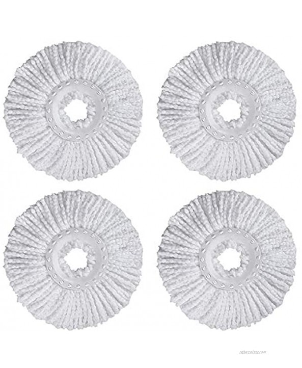 4 Pack Microfiber Spin Mop Replacement Head，Round Shape Standard Size Spin mop Refills for Hurri-can and Other Standard Size Spin Mop Systems