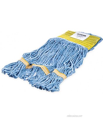 Carlisle 369442B14 Looped-End Mop Head With Yellow Band Small Blue Pack of 12