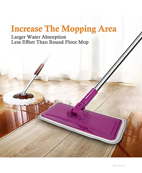 LEARJA Microfiber Floor Mop 3 Pcs Reusable Replacement Washable Flat Pads for Wood Floor Cleaning with 360 Degree Rotating Mop Head and Mop Handle Wet or Dry Use