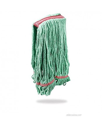 Libman Commercial 2122 Large Antibacterial Looped-End Wet Mop Head Cotton Blend 20 oz Green Pack of 10