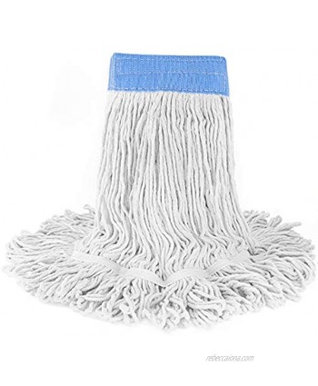 Loop-End Commercial String Mop Head 6 Inch Headband Mop Head Replacement for Home Industrial and Commercial Use White