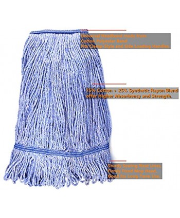 String Mop Heads Replacement Heavy Duty Commercial Grade Blue Cotton Looped End Wet Industrial Cleaning Mop Head Refills 2 Large