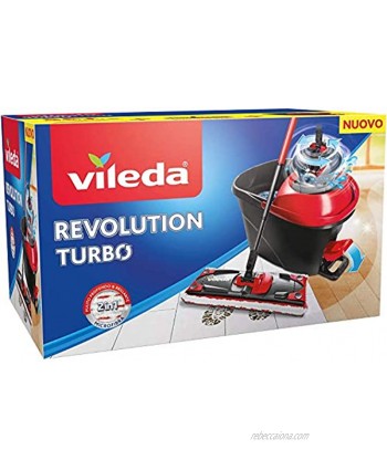 Vileda Revolution 163870 Turbo Mop System with Centrifuge Pedal and 1 Microfibre Cloth Black Red