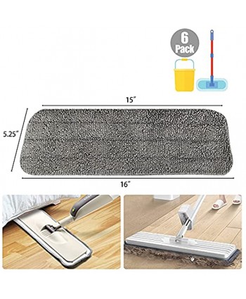 6 Pack Microfiber Spray Mop Replacement Heads for Wet Dry Mops Premium Floor Cleaning Pads Reusable Replacement Refills Compatible with Bona Floor Care System Dark Gray